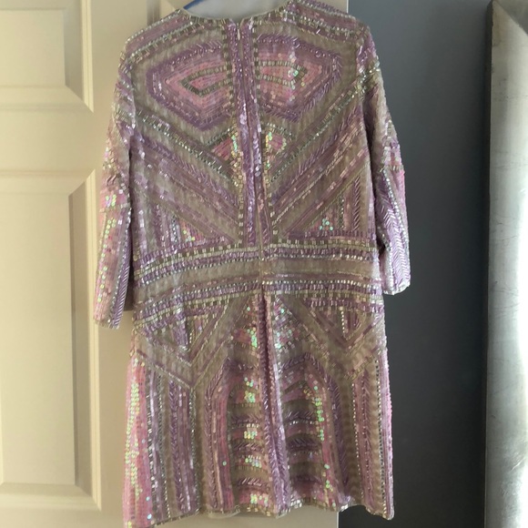 Parker Sz 6 lavender and pink bead & sequins dress - Picture 4 of 6